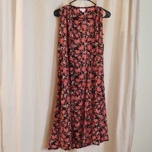LuLaRoe Joy Vest Cardigan Black Red Floral XS